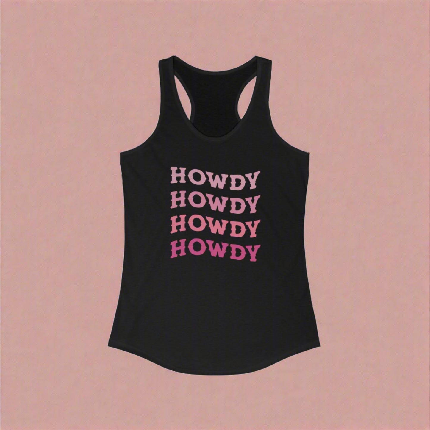 womens western themed racerback tank with pink Howdy slogan