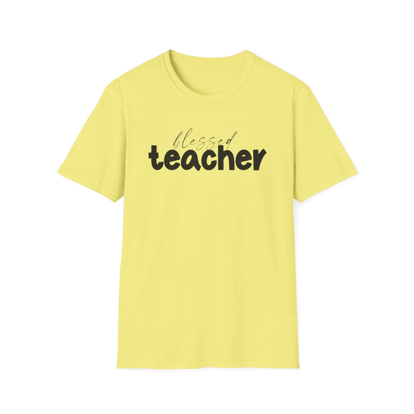 Blessed Teacher T-Shirt – Inspirational Graphic Tee for Educators (Yellow, Sport Grey, White, Light Blue)