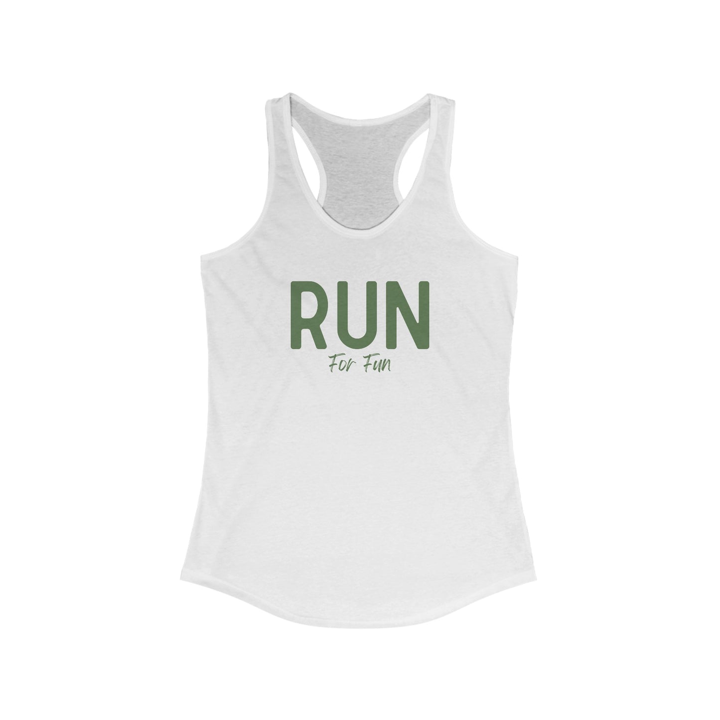 Stay motivated during workouts with this women's traceback tank bearing the motto 'Run for fun'.