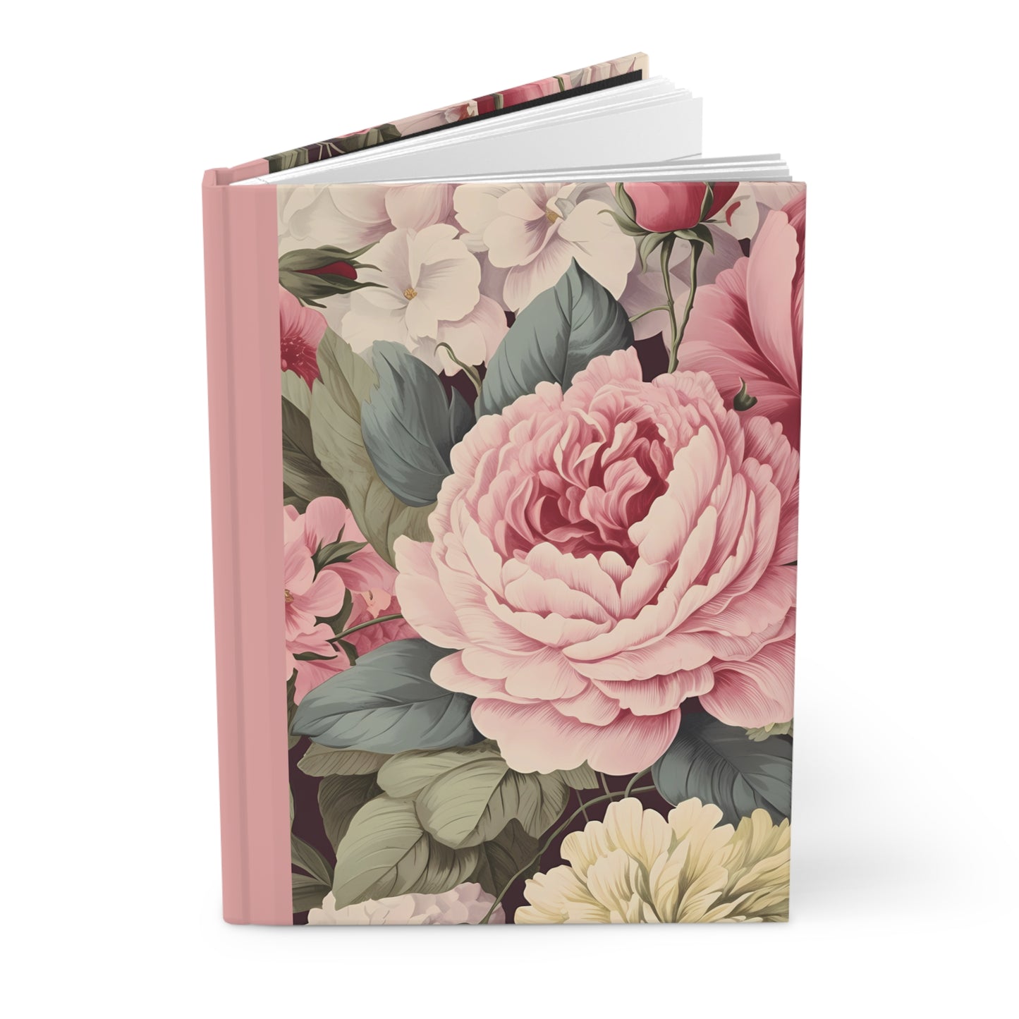 Vintage Style Floral Pink Aesthetic Hardcover Journal Matte