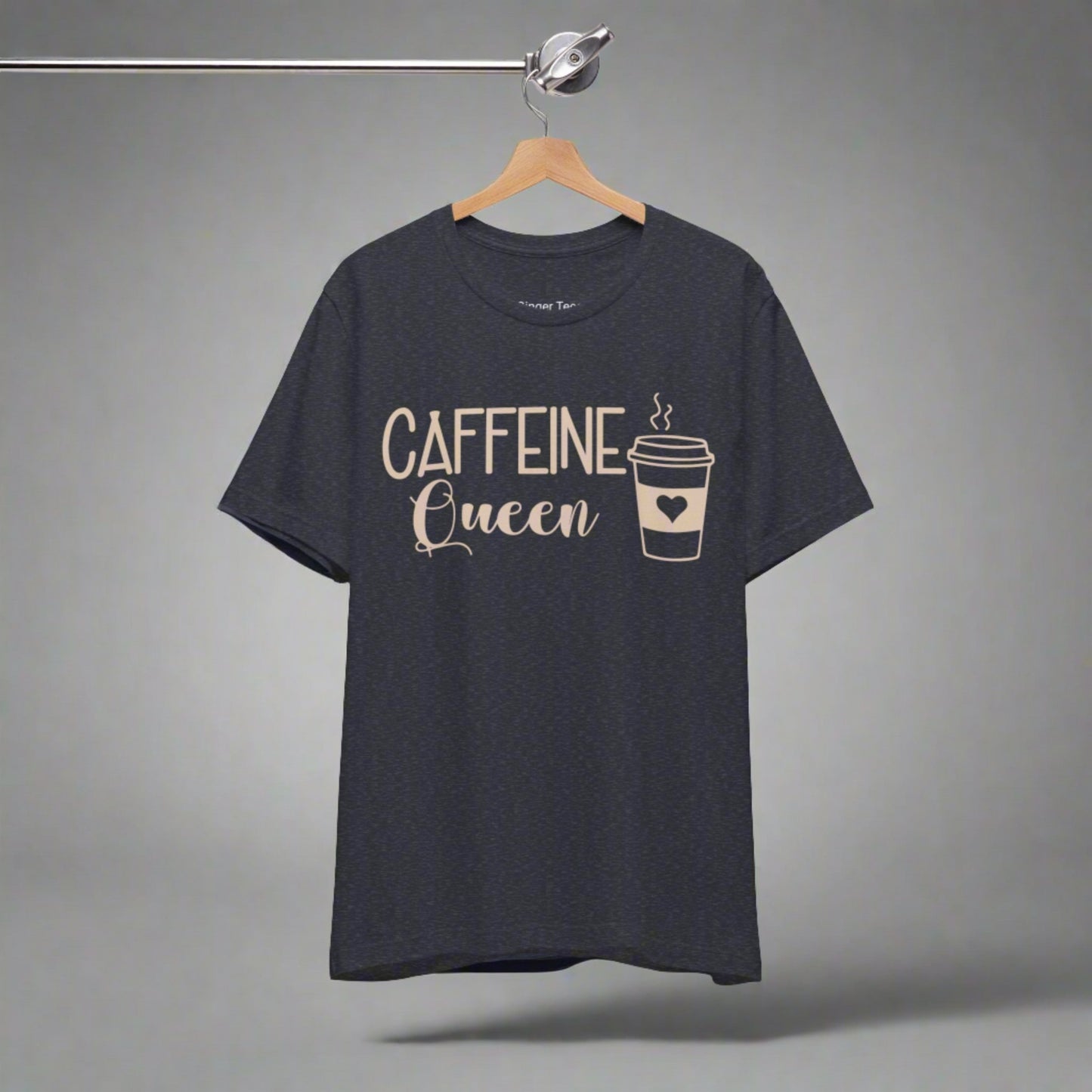 caffeine queen graphic tshirt with cute font