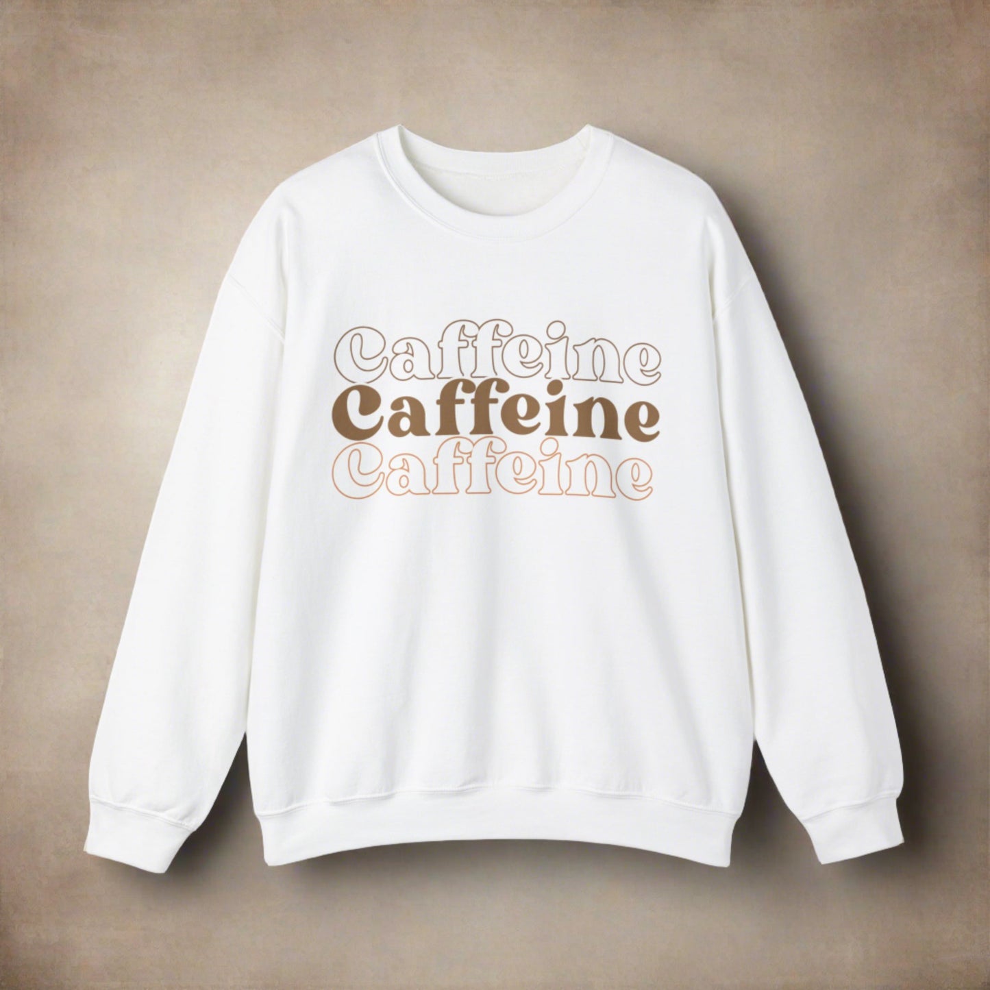 trio caffiene typography retro style sweatshirt
