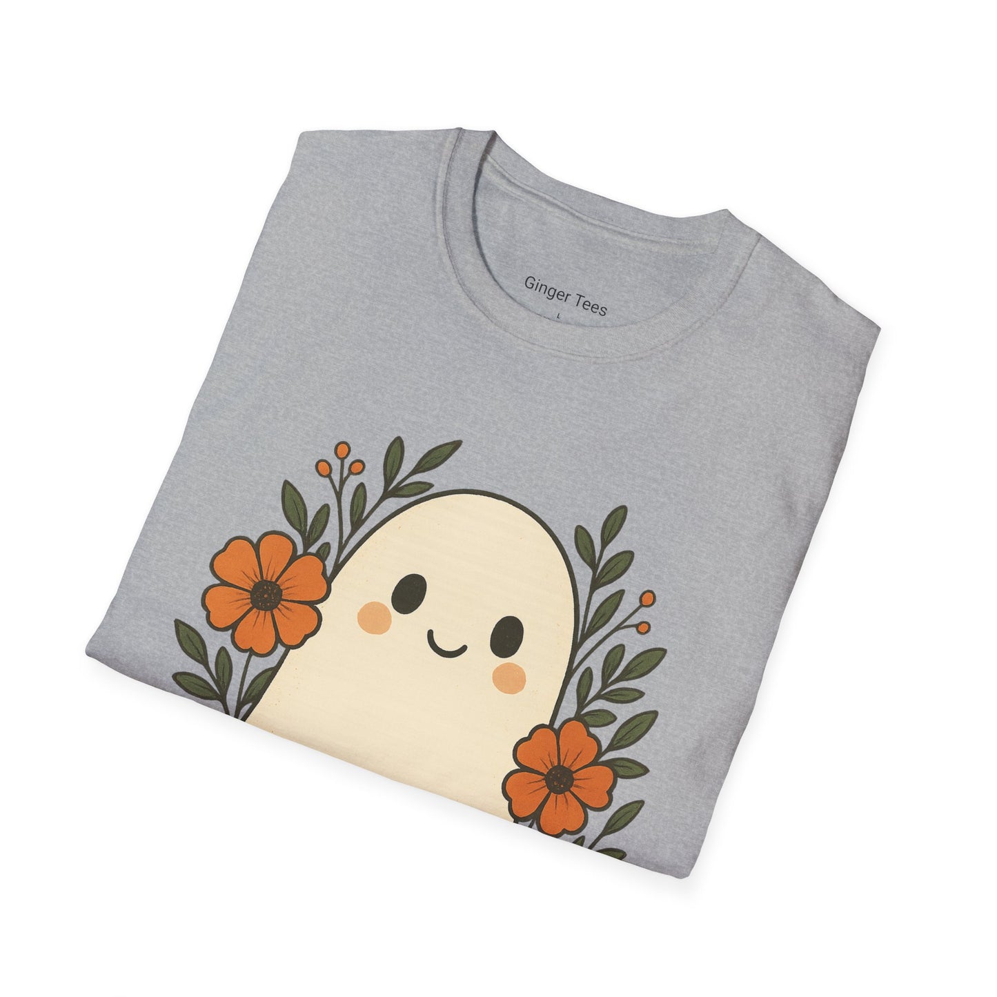 Ghost Floral Softstyle T-Shirt - Cute Halloween Design