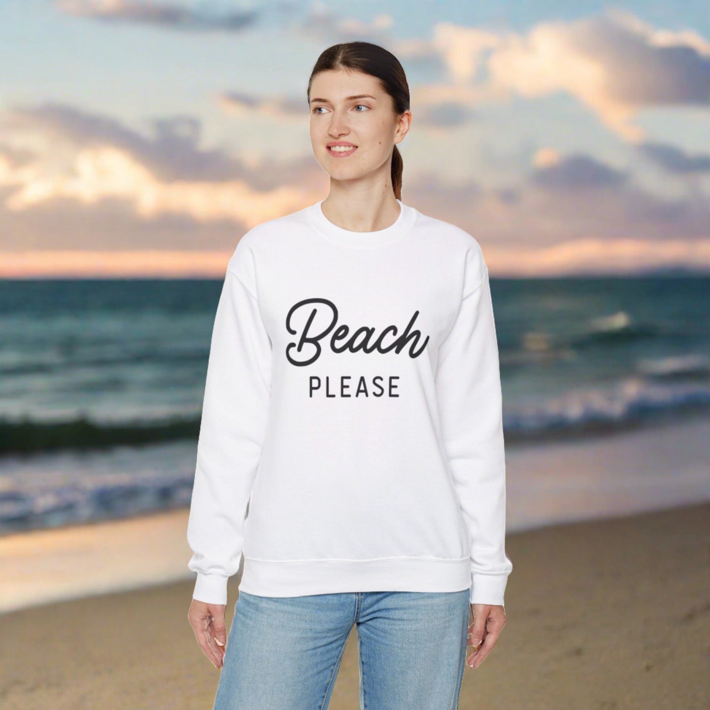 beach please funny summer sweatshirt aesthetic vacation holiday outfit