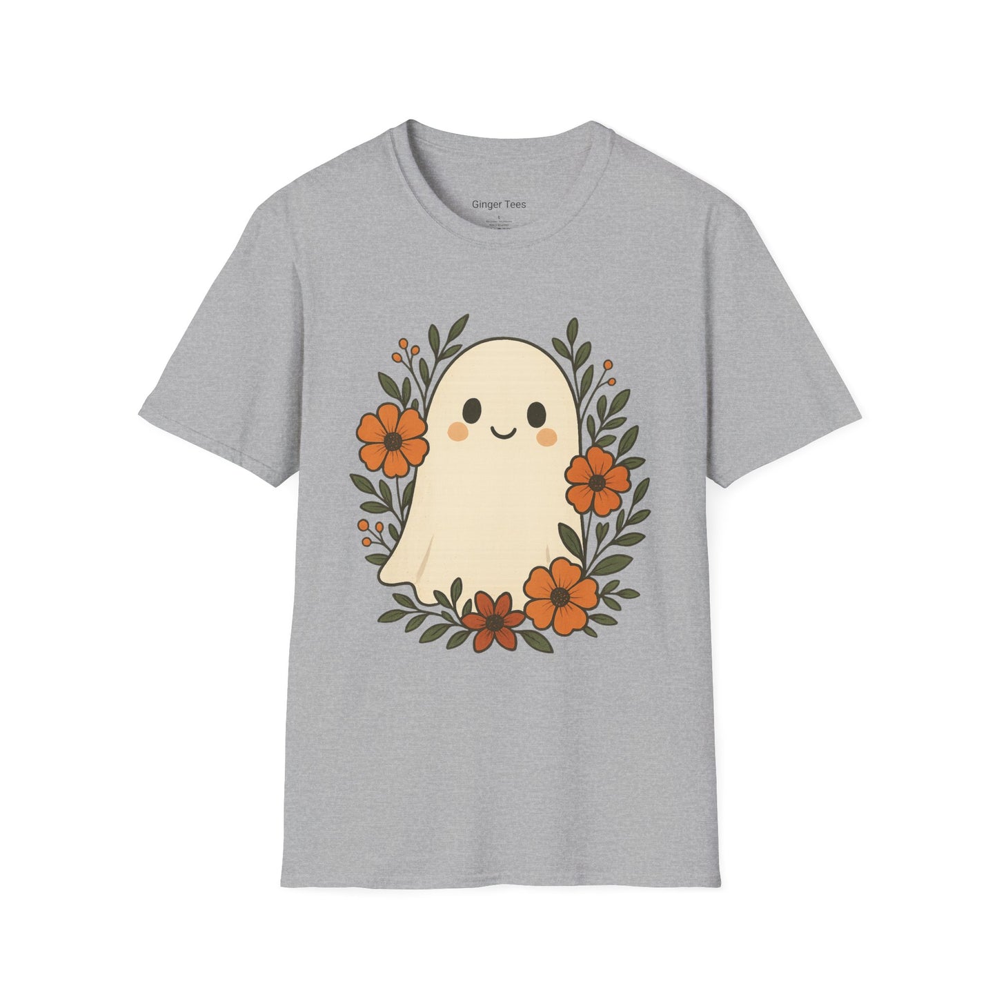 Ghost Floral Softstyle T-Shirt - Cute Halloween Design