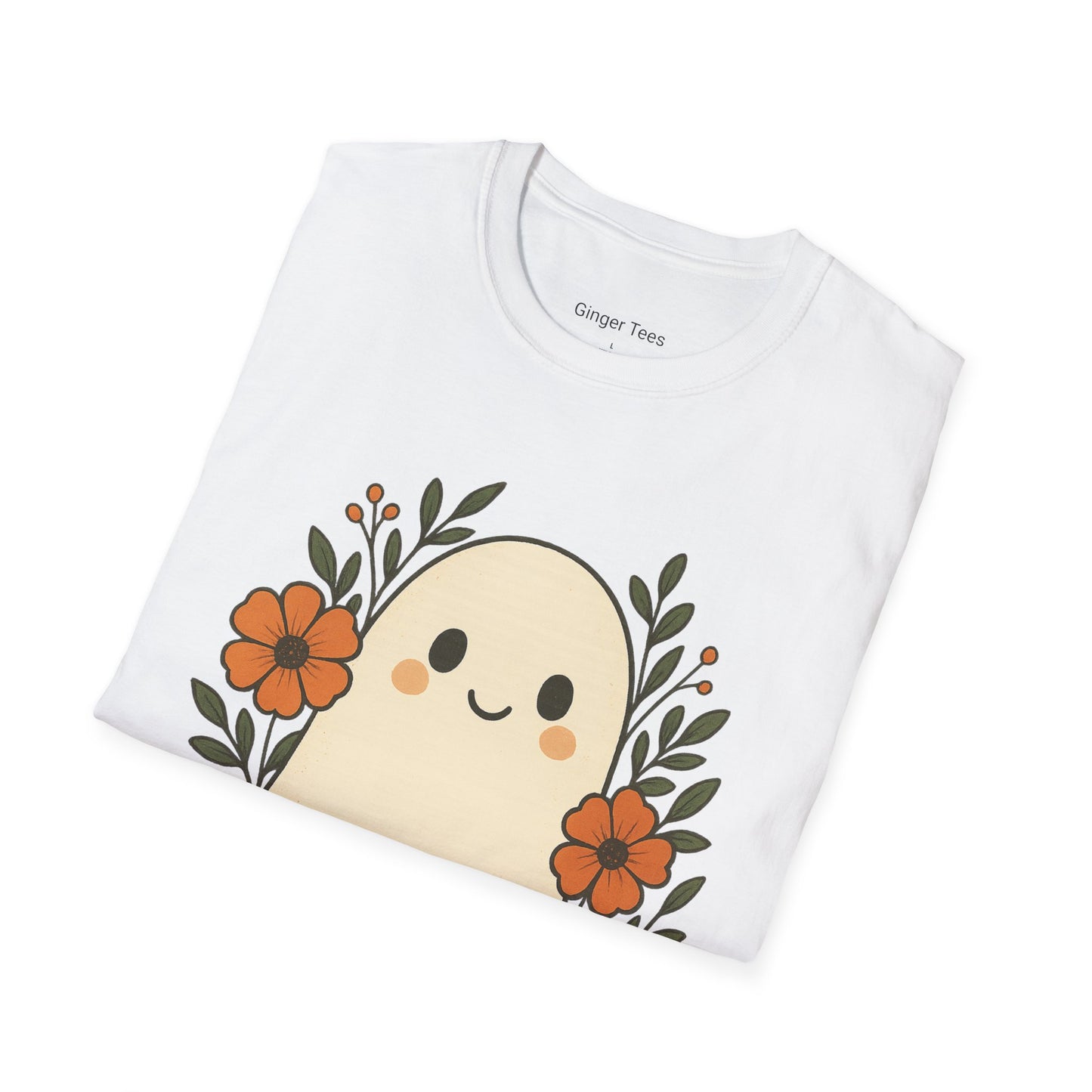 Ghost Floral Softstyle T-Shirt - Cute Halloween Design
