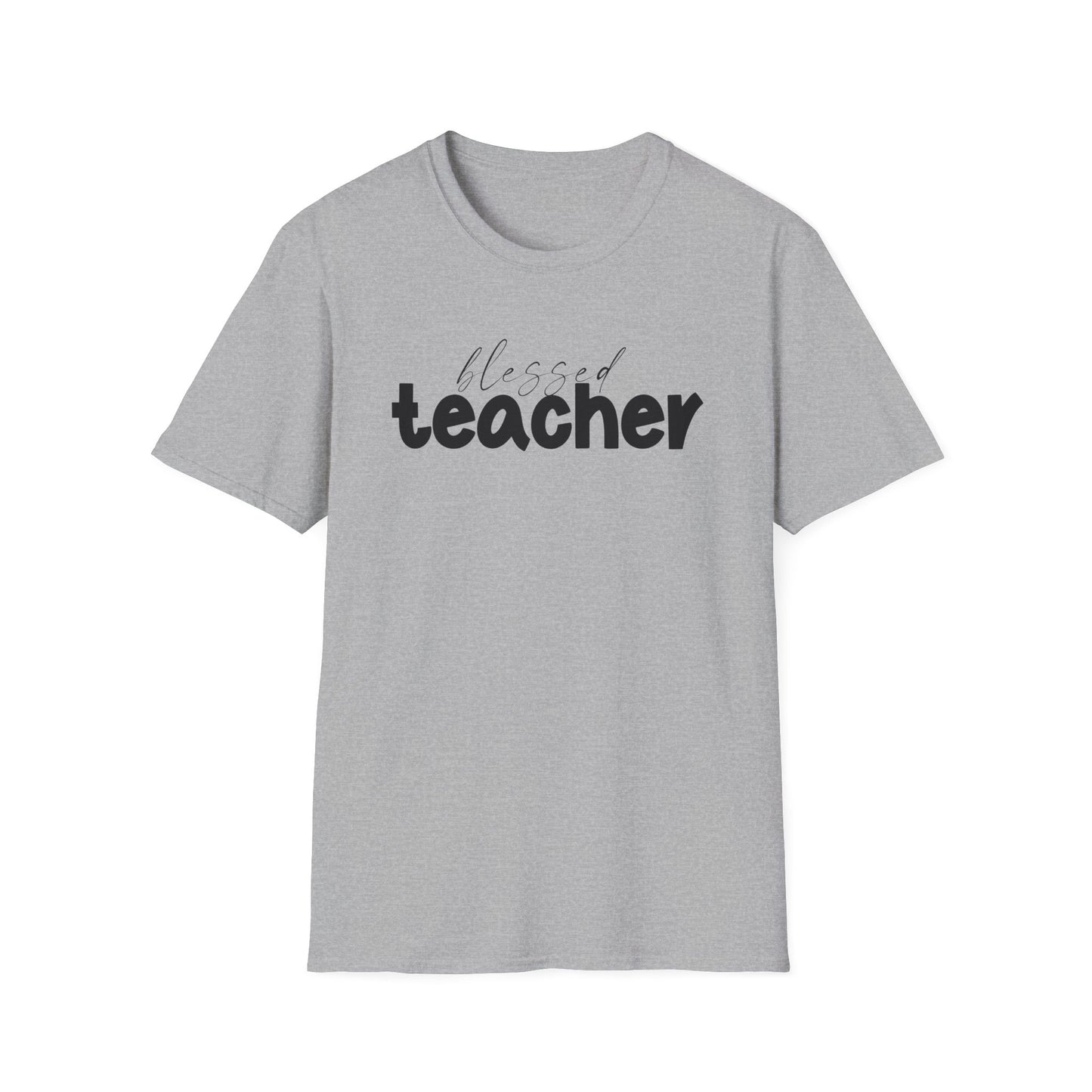 Blessed Teacher T-Shirt – Inspirational Graphic Tee for Educators (Yellow, Sport Grey, White, Light Blue)