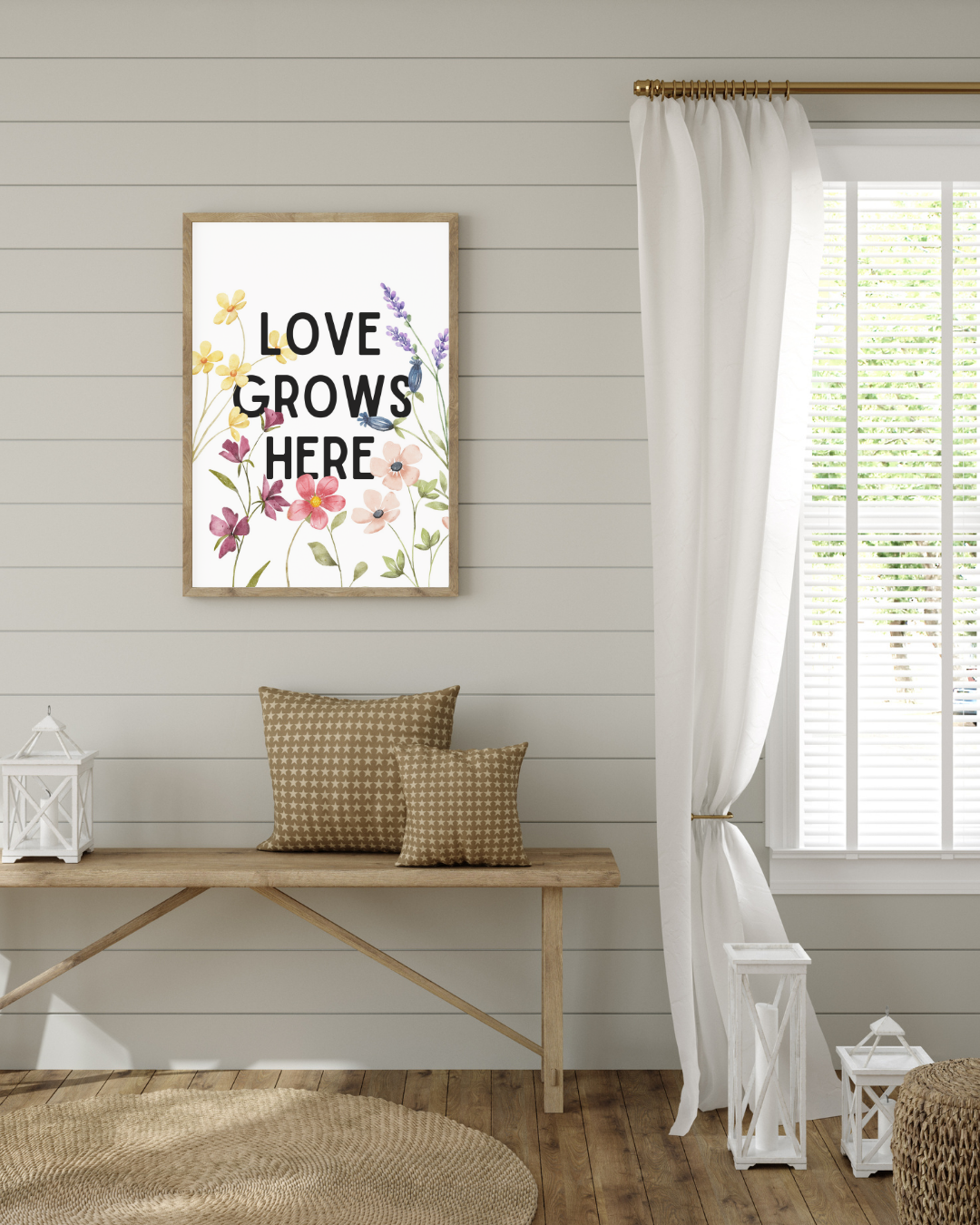 Love Grows Here – Floral Printable Wall Art