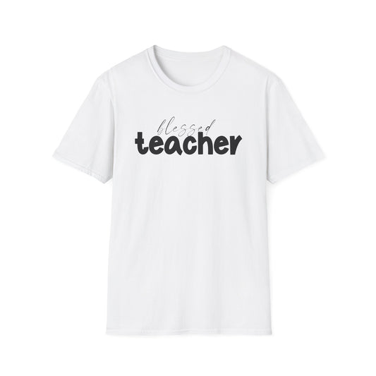 Blessed Teacher T-Shirt – Inspirational Graphic Tee for Educators (Yellow, Sport Grey, White, Light Blue)