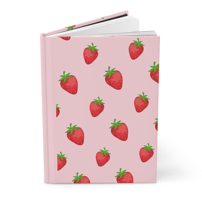 Pink strawberry-themed hardcover journal for creative expression