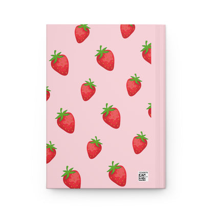 Cute Gen Z aesthetic hardcover journal with vibrant strawberry design