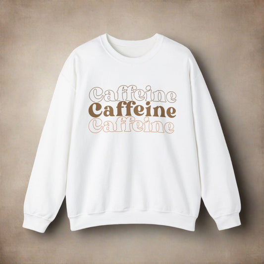 trio caffiene typography retro style sweatshirt