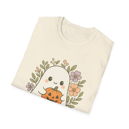 Kawaii Ghost Pumpkin Floral Halloween T-Shirt