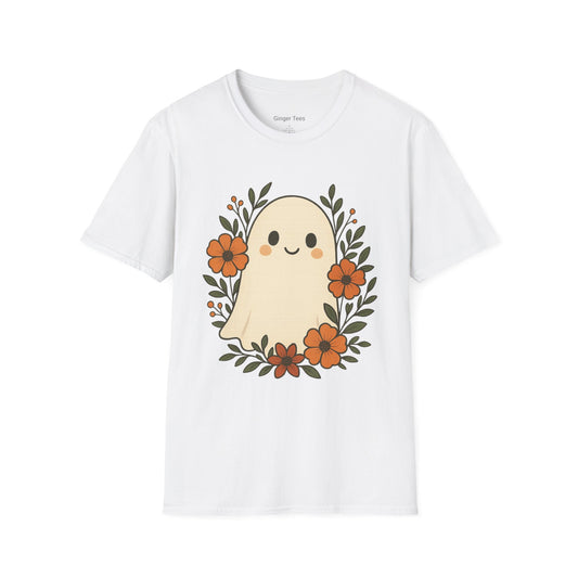 Ghost Floral Softstyle T-Shirt - Cute Halloween Design