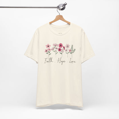 floral pink faith hope love t-shirt