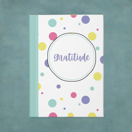 fun polka dot journal with gratitude written on the front