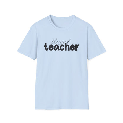 Blessed Teacher T-Shirt – Inspirational Graphic Tee for Educators (Yellow, Sport Grey, White, Light Blue)