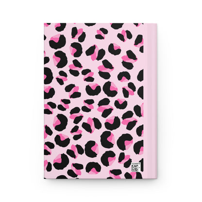 journal cover with a bold pink cheetah print pattern, adding a trendy and fashionable touch to a modern and chic notebook design