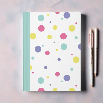 rainbow pastel style polka dot hardcover lined journal 