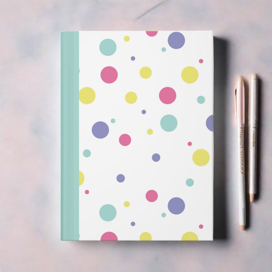 rainbow pastel style polka dot hardcover lined journal 