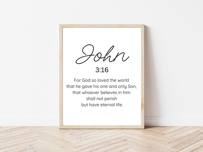 John 3:16 Printable Wall Art